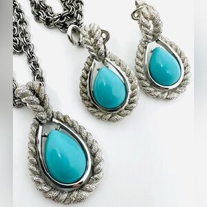 Vintage 1972 Silver and Turquoise Jewelry Set